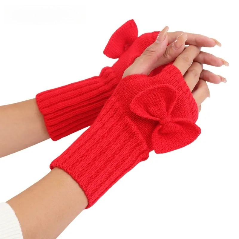 Knit Bow Fingerless Gloves – S - đánh giá và giá Fingerless Glove Knit